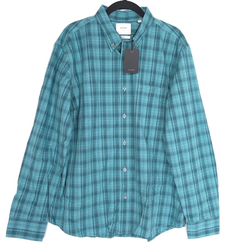 BILLY REID New Men's Shirt LARGE Standard Tascumbia Shadow Plaid‎ Blue 102-1921